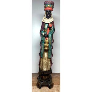 Candle Holder Hand-Painted Resin Figurine Of A Wise Man Holding Gold